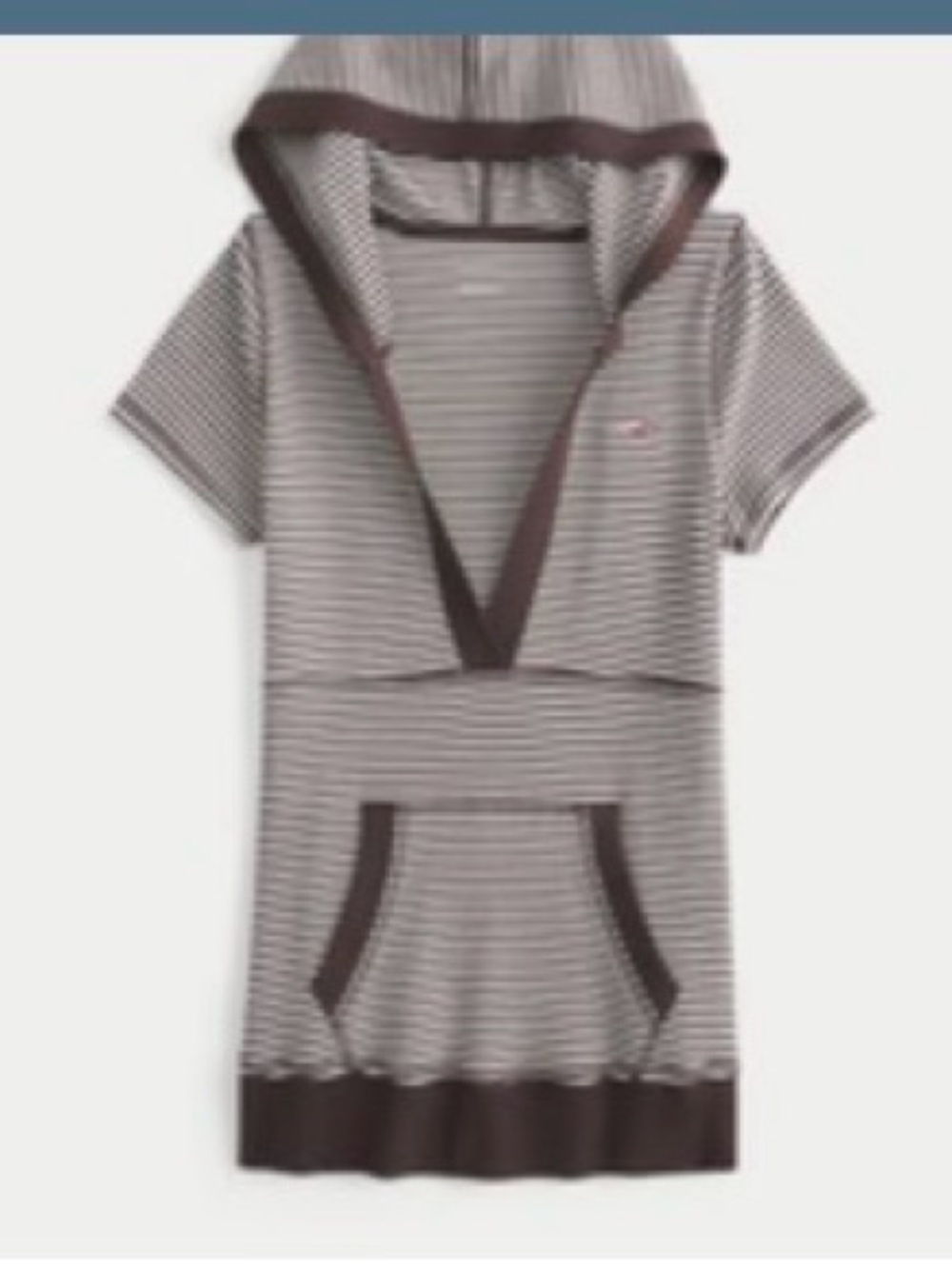 Hollister brown and white strip Short-Sleeve Icon Hoodie